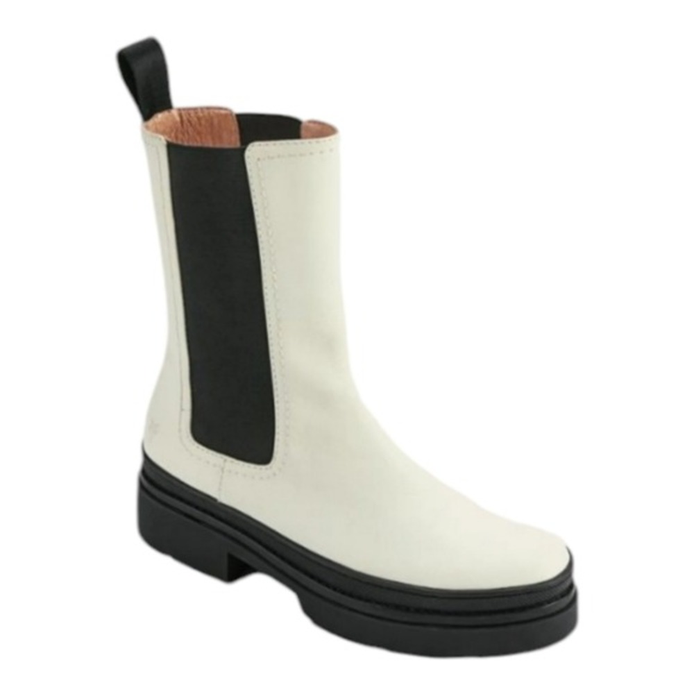 Frye Chelsea Platform Boots Off White Leather Black Accents Lug Sole Size 7 new - Picture 11 of 14